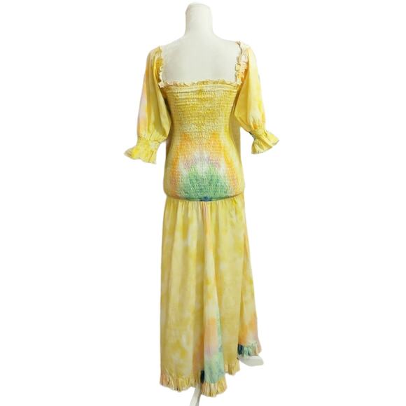 Rhode Eva Rainbow Tie Dye Smocked Off Shoulder Maxi Dress $525 Small - Picture 5 of 9